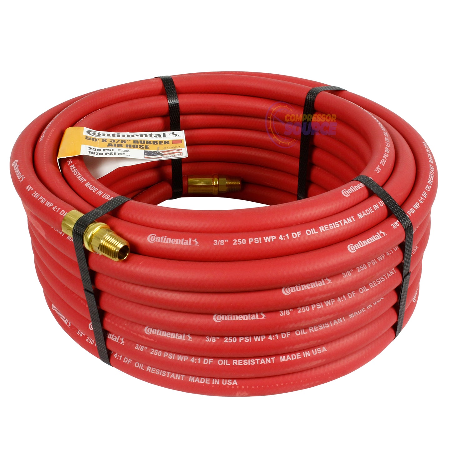 Continental Compressor Air Hose 50ft x 3/8in 250 PSI Oil-Resistant