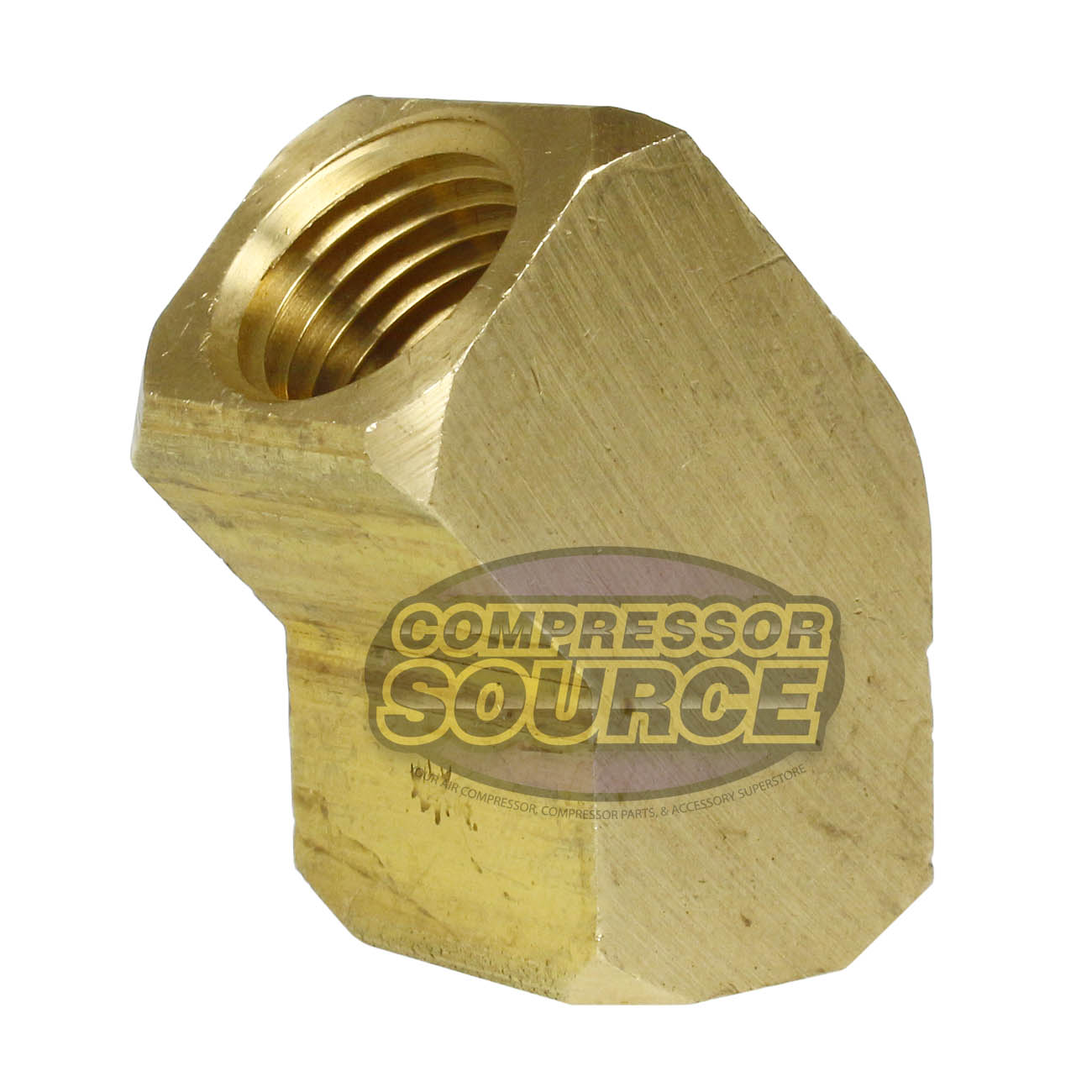 1/4" Female to Female NPTF 45 Degree Elbow Solid Yellow Brass Pipe Fitting 129C