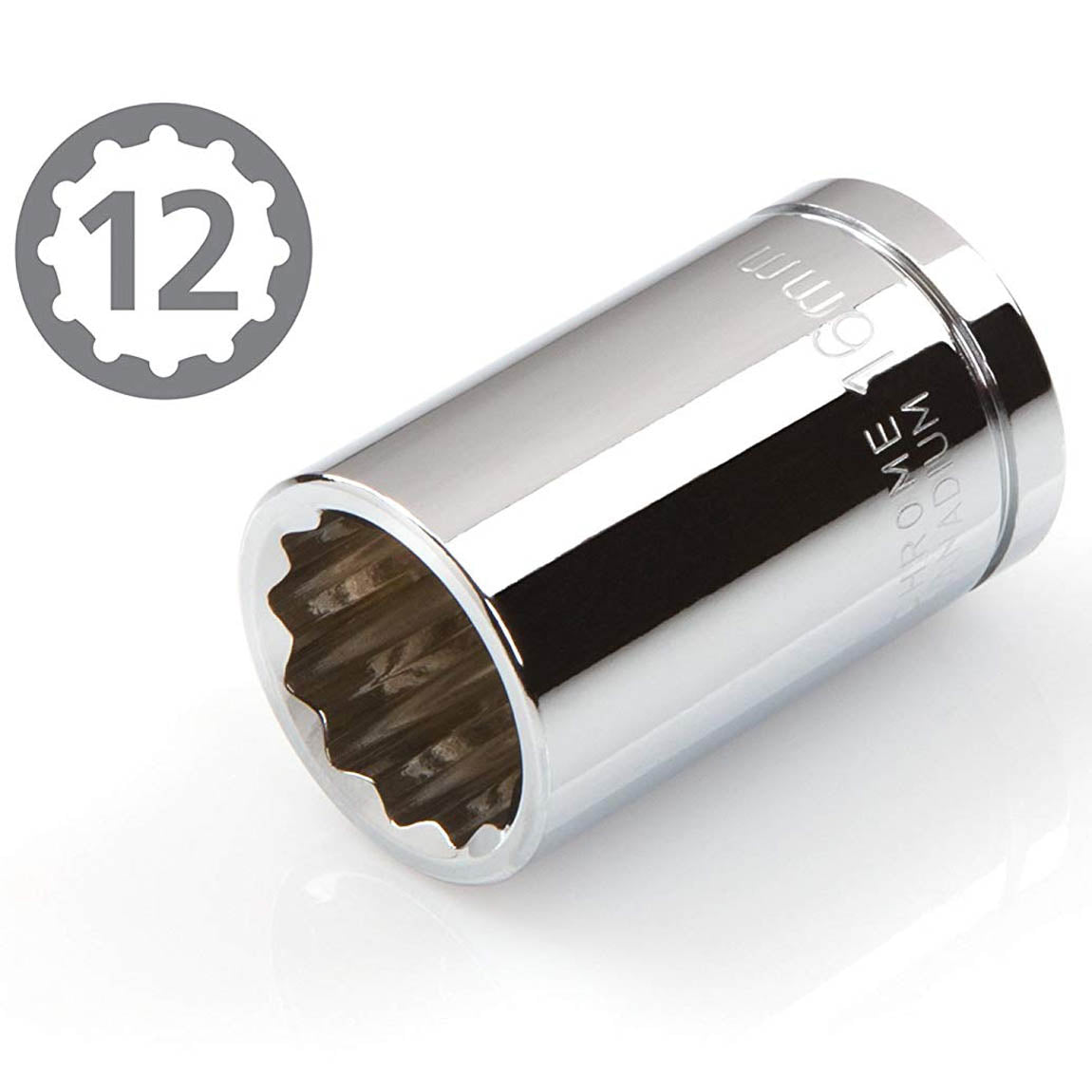 12 Point 1/2" Drive x 16mm Shallow Socket Premium Vanadium Steel TEKTON 14229