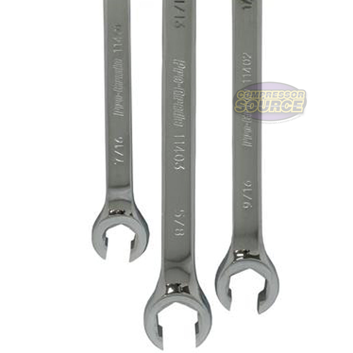 3 Pc Flare Nut Wrench Set SAE Brake Line 3/8" - 11/16" Auto Tools Flat Panel 19016