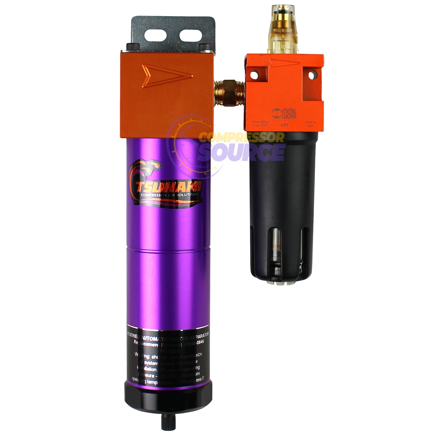 Tsunami 1/4" NPT Filtration Package #1 FL Water Separator Lubricator 20 Series 21999-0416