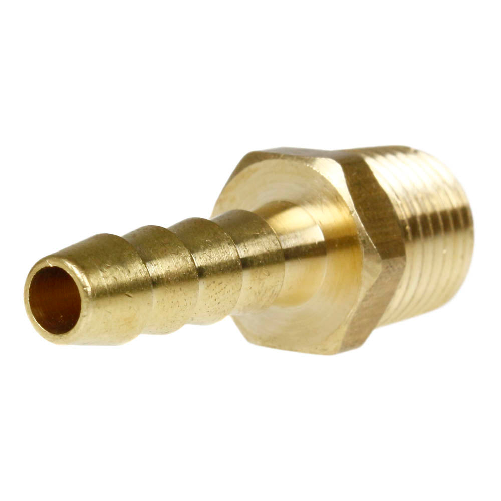 10 Pack 1/4" x 1/4" Hose ID x Male NPTF Hose Barb Rigid Male Adapter Solid Brass Fitting 220CC
