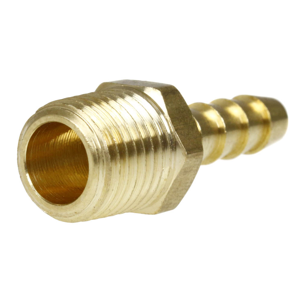 10 Pack 1/4" x 1/4" Hose ID x Male NPTF Hose Barb Rigid Male Adapter Solid Brass Fitting 220CC