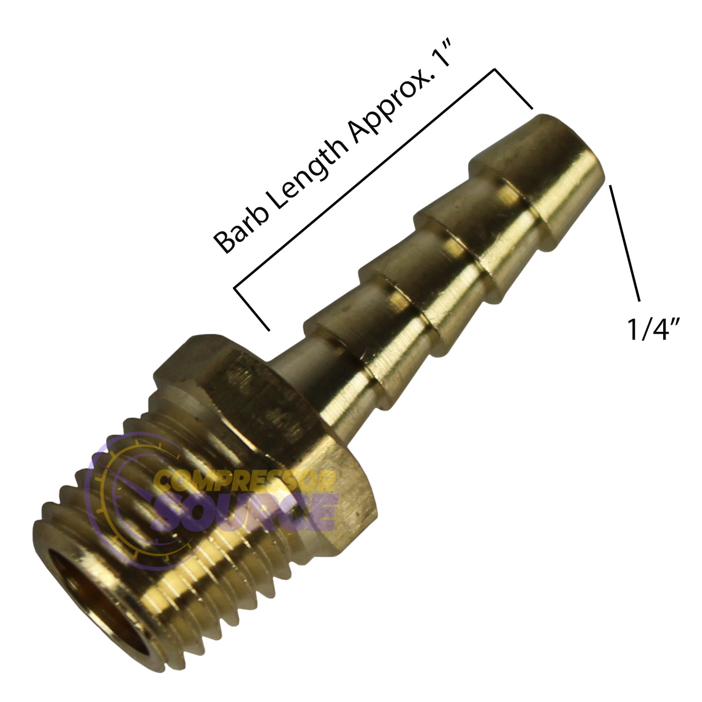 1/4" x 1/4" Hose ID x Male NPTF Hose Barb Rigid Male Adapter Solid Brass Fitting 220CC
