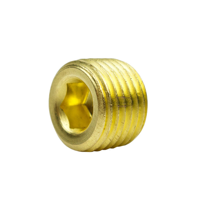 1/8" Pipe Plug Countersunk Hex Head Style Male NPT Brass Pipe End Fitting Cap