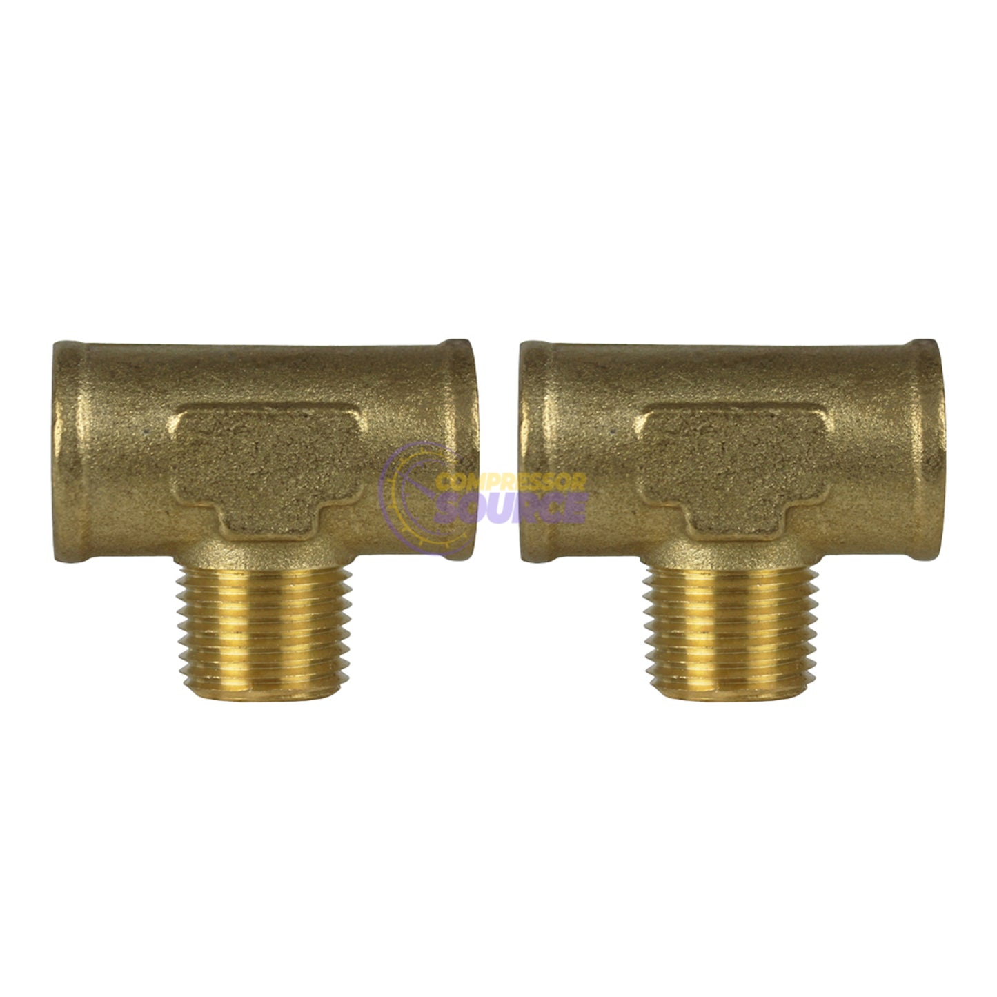 Male Branch Tee 1/2" Male NPT x 1/2" Female NPT Brass Union Tee Connector 2-Pack