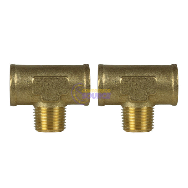 Male Branch Tee 1/2" Male NPT x 1/2" Female NPT Brass Union Tee Connector 2-Pack