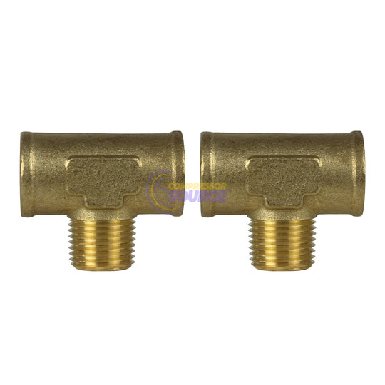 Male Branch Tee 1/2" Male NPT x 1/2" Female NPT Brass Union Tee Connector 2-Pack