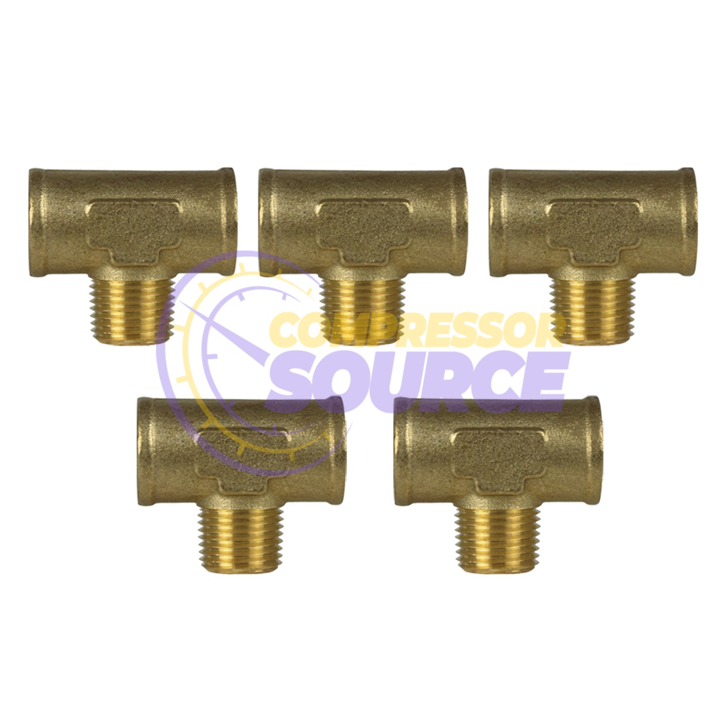Male Branch Tee 1/2" Male NPT x 1/2" Female NPT Brass Union Tee Connector 5-Pack