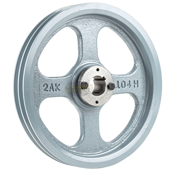 10.25" Double Groove Pulley fits A Section V-Belt 4L with 1-1/4" Sheave Bushing 2AK104H