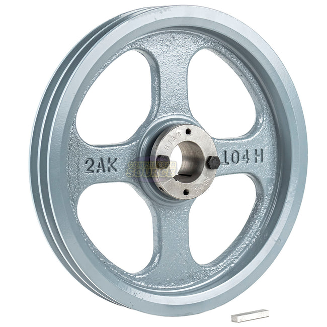 10.25" Double Groove Pulley fits A Section V-Belt 4L with 1-3/8" Sheave Bushing 2AK104H