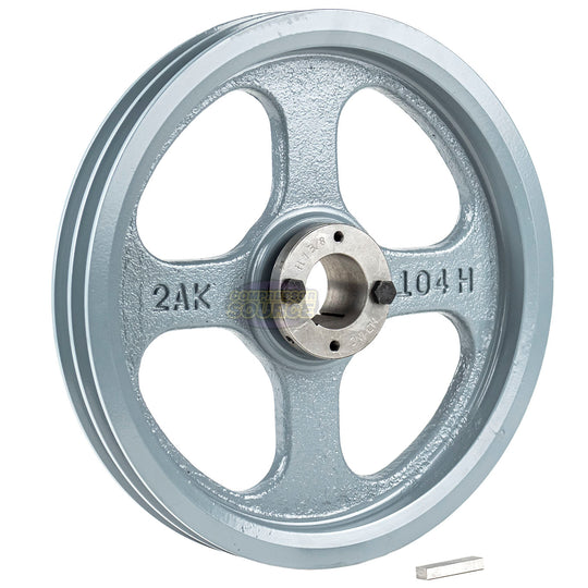 10.25" Double Groove Pulley fits A Section V-Belt 4L with 1-3/8" Sheave Bushing 2AK104H