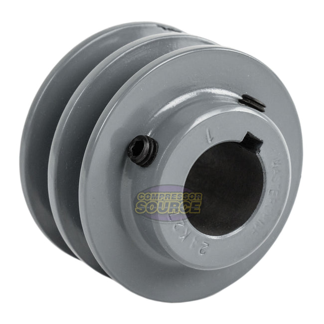 2.75" Double Groove Pulley fits A Section V-Belt 4L fits 1" Shaft 1/4" Key Size 2AK27