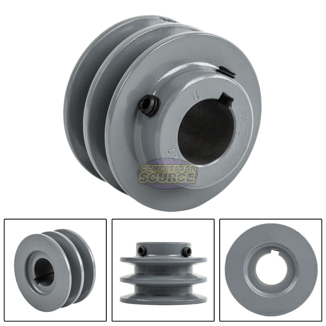 2.75" Double Groove Pulley fits A Section V-Belt 4L fits 1" Shaft 1/4" Key Size 2AK27