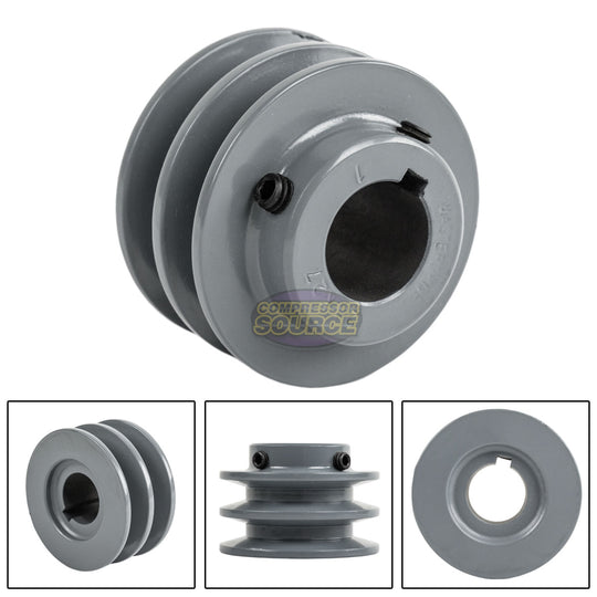 2.75" Double Groove Pulley fits A Section V-Belt 4L fits 1" Shaft 1/4" Key Size 2AK27