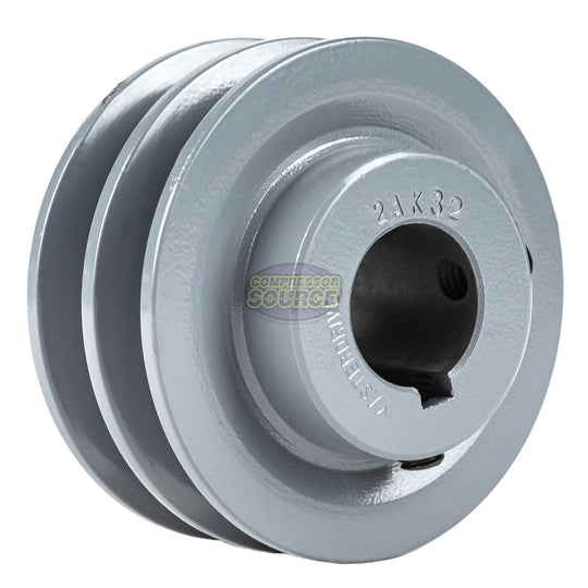 3.25" Double Groove Pulley fits A Section V-Belt 4L fits 1" Shaft 4L 2AK32