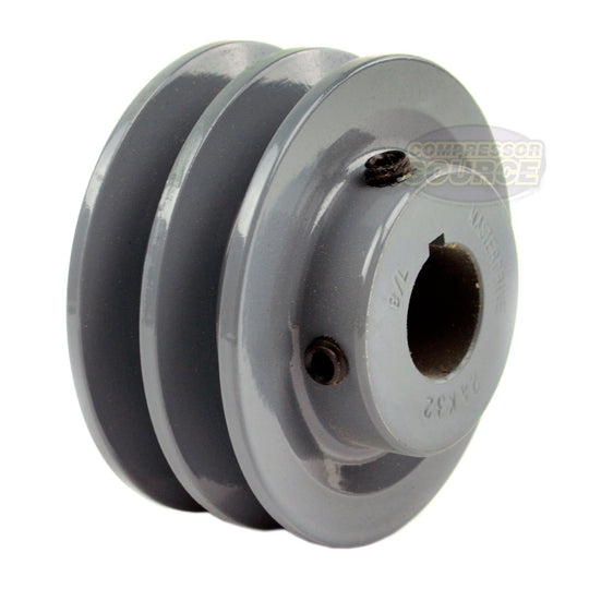 3.25" Double Groove Pulley fits A Section V-Belt 4L with 7/8" Shaft 2AK32