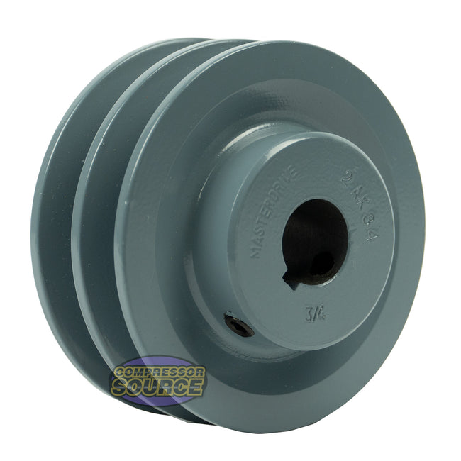 3.5" Double Groove Pulley fits A Section V-Belt 4L fits 3/4" Shaft 2AK34