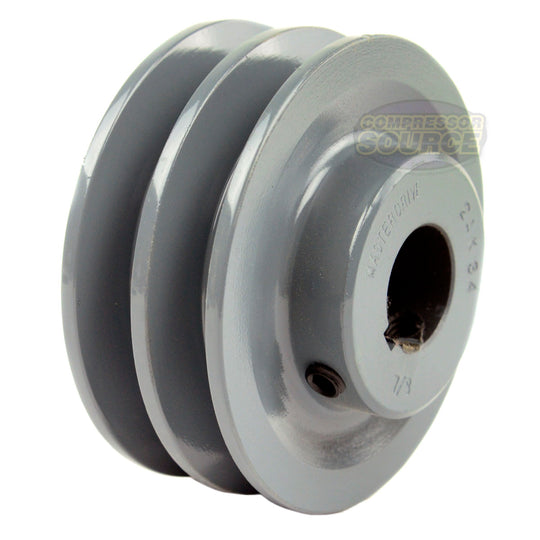 3.5" Double Groove Pulley fits A Section V-Belt 4L fits 7/8" Shaft 2AK34