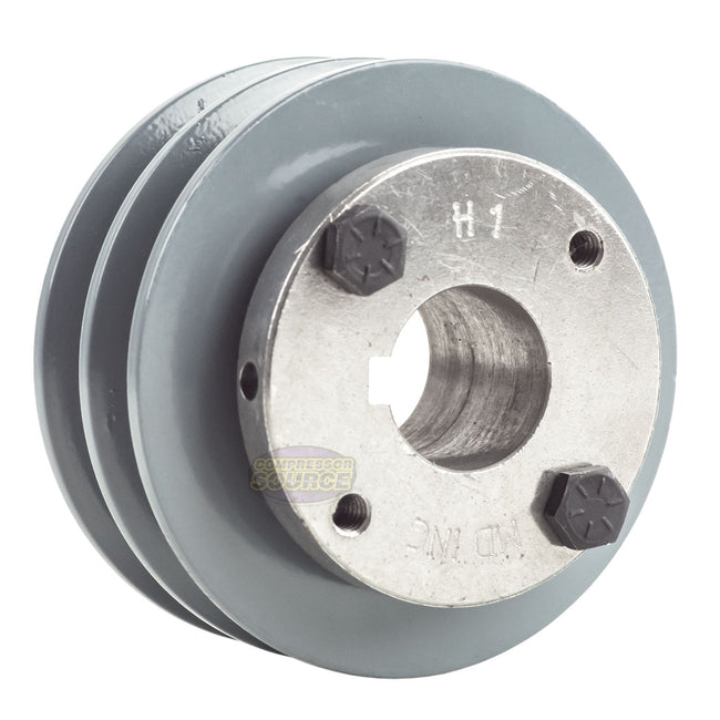 3.5" Double Groove Pulley fits A Section V-Belt 4L with 1" Sheave Bushing 2AK34H