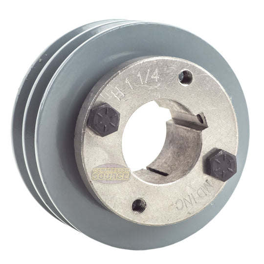 3.5" Double Groove Pulley fits A Section V-Belt 4L with 1-1/4" Sheave Bushing 2AK34H