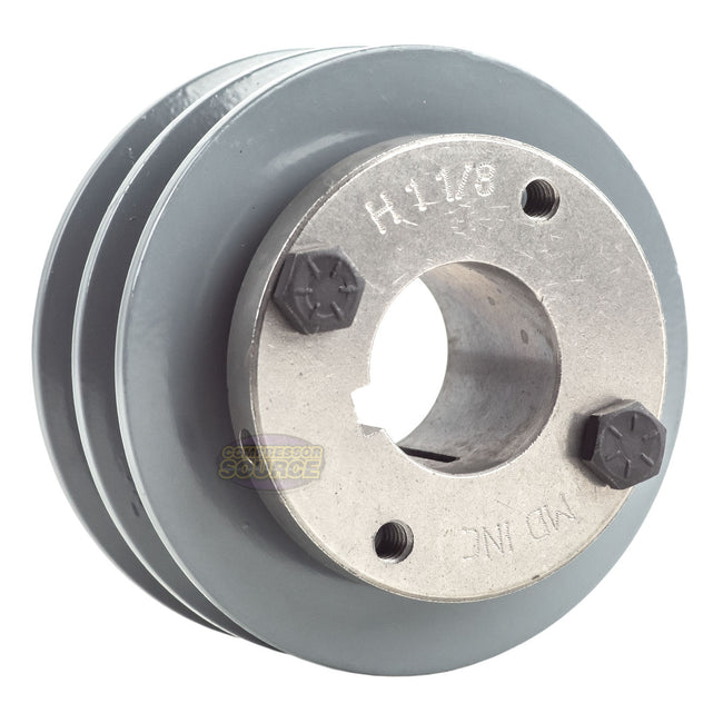 3.5" Double Groove Pulley fits A Section V-Belt 4L with 1-1/8" Sheave Bushing 2AK34H