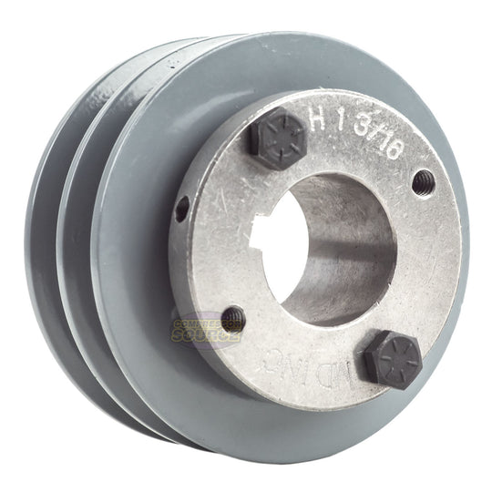 3.5" Double Groove Pulley fits A Section V-Belt 4L with 1-3/16" Sheave Bushing 2AK34H