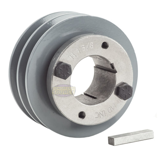 3.5" Double Groove Pulley fits A Section V-Belt 4L with 1-3/8" Sheave Bushing 2AK34H