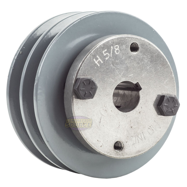 3.5" Double Groove Pulley fits A Section V-Belt 4L with 5/8" Sheave Bushing 2AK34H