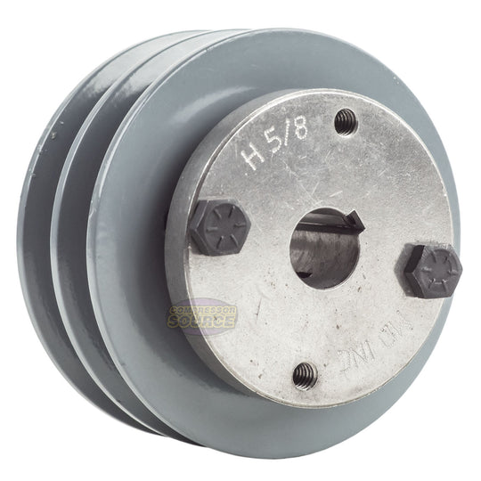 3.5" Double Groove Pulley fits A Section V-Belt 4L with 5/8" Sheave Bushing 2AK34H