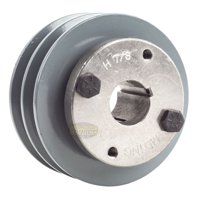 3.5" Double Groove Pulley fits A Section V-Belt 4L with 7/8" Sheave Bushing 2AK34H