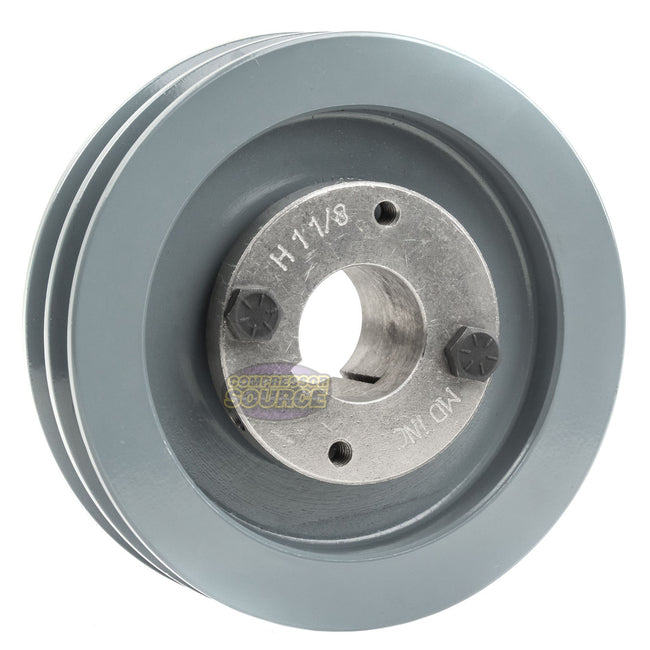 5" Double Groove Pulley fits A Section V-Belt 4L with 1-1/8" Sheave Bushing 2AK51H