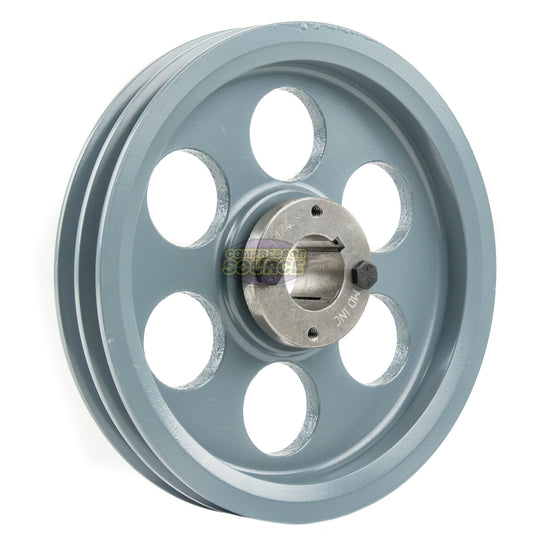8.25" Double Groove Pulley fits A Section V-Belt 4L with 1-1/4" Sheave Bushing 2AK84H