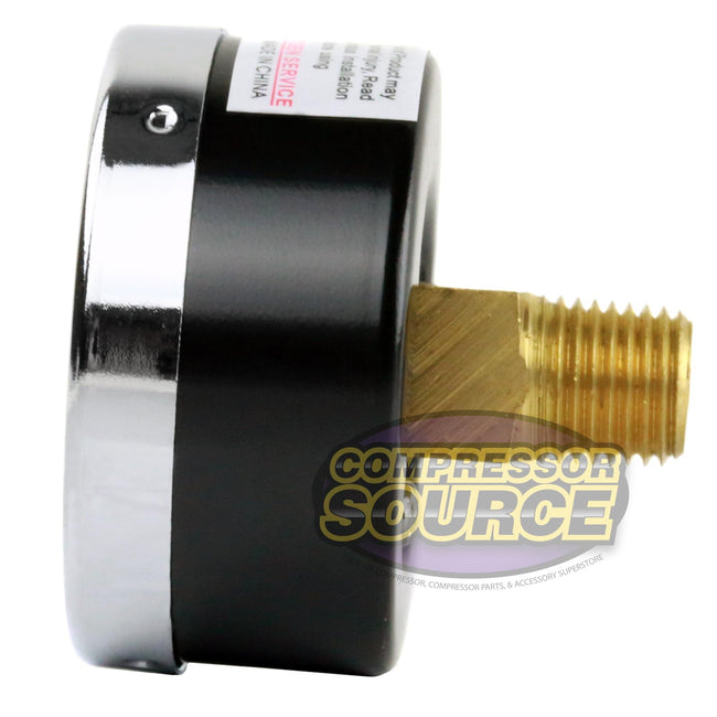 1/4" 0-100 PSI Air Pressure Gauge Center Back Mount With 2" Face