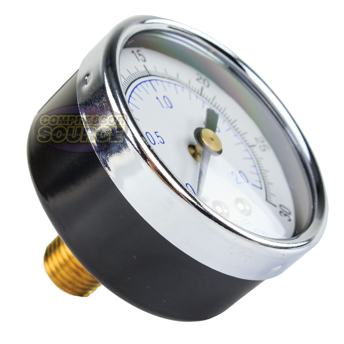 1/4" NPT 0-30 PSI Air Pressure Gauge Center Back Mount With 2" Face