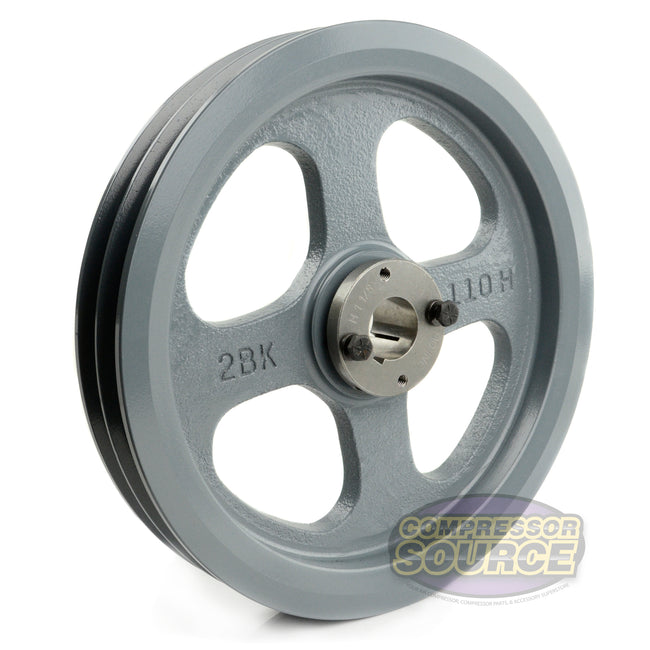 10.75" Double Groove Pulley fits B Section V-Belt 5L with 1-1/8" Sheave Bushing 2BK110H