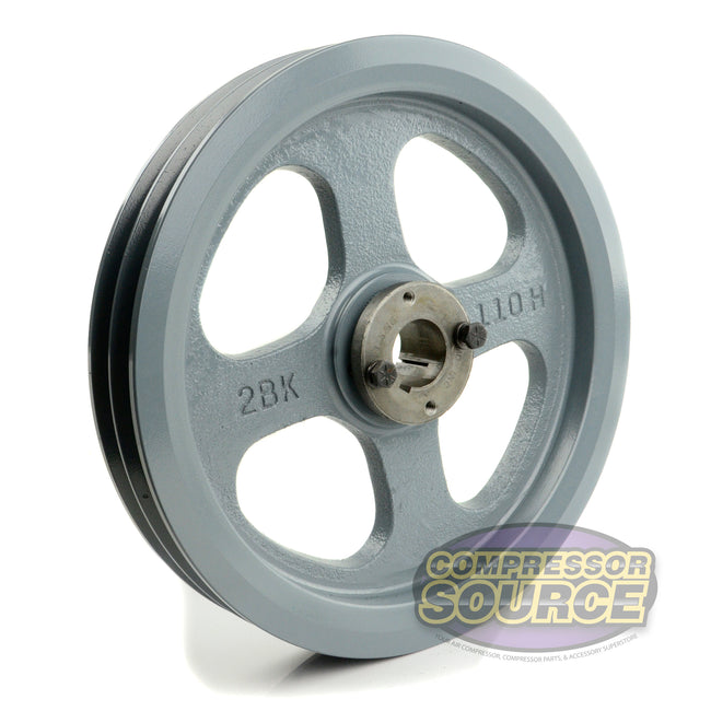 10.75" Double Groove Pulley fits B Section V-Belt 5L with 1-3/16" Sheave Bushing 2BK110H