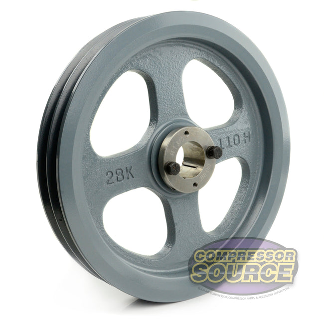 10.75" Double Groove Pulley fits B Section V-Belt 5L with 1-3/8" Sheave Bushing 2BK110H