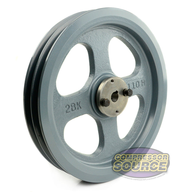 10.75" Double Groove Pulley fits B Section V-Belt 5L with 5/8" Sheave Bushing 2BK110H