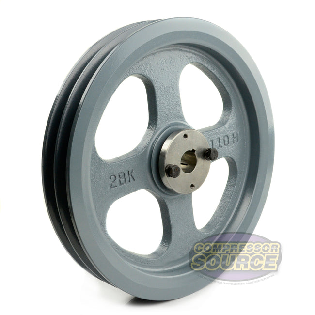 10.75" Double Groove Pulley fits B Section V-Belt 5L with 7/8" Sheave Bushing 2BK110H