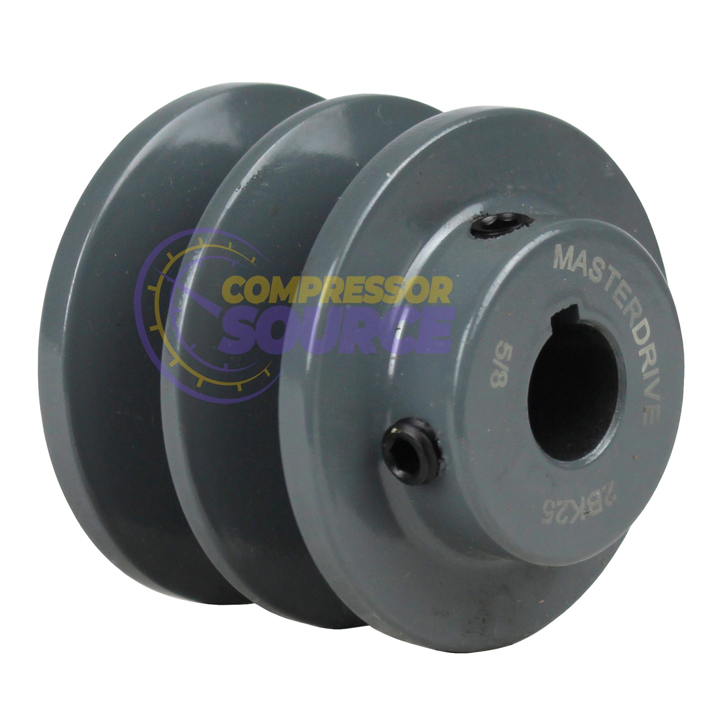 2.5" Double Groove Pulley fits B Section V-Belt 5L fits 5/8" Shaft 2BK25