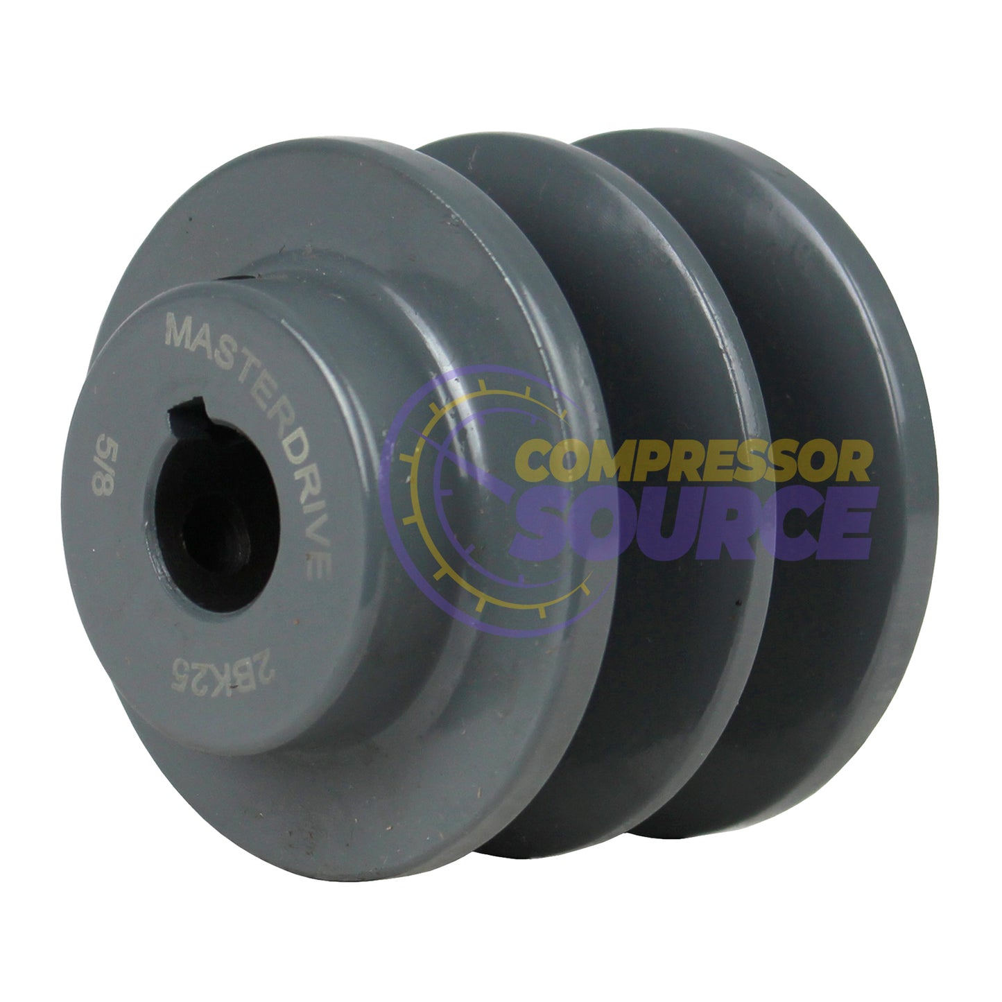 2.5" Double Groove Pulley fits B Section V-Belt 5L fits 5/8" Shaft 2BK25