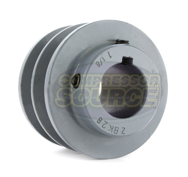 3" Double Groove Pulley fits B Section V-Belt 5L fits 1-1/8" Shaft 2BK28