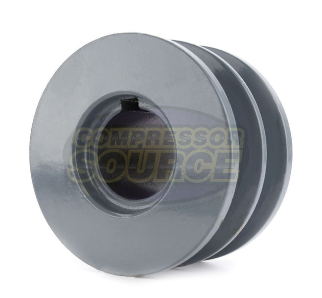 3" Double Groove Pulley fits B Section V-Belt 5L fits 1-1/8" Shaft 2BK28