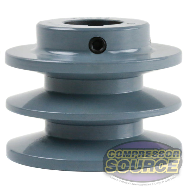 3" Double Groove Pulley fits B Section V-Belt 5L fits 1" Keyed Shaft 2BK28