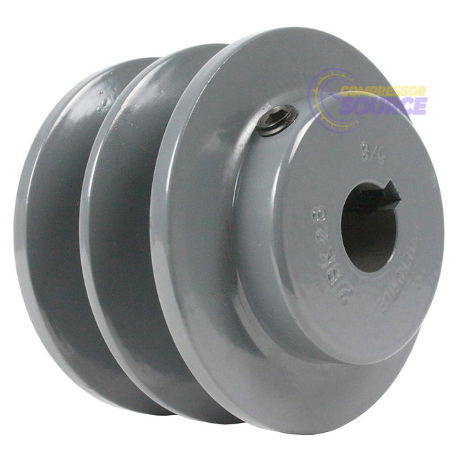3" Double Groove Pulley fits B Section V-Belt 5L fits 5/8" Shaft 2BK28