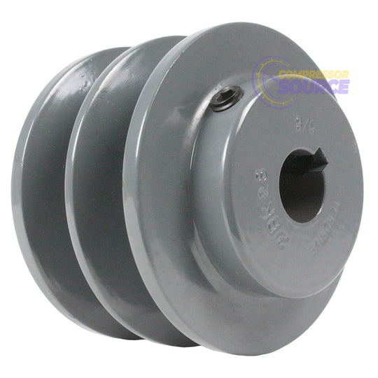 3" Double Groove Pulley fits B Section V-Belt 5L fits 5/8" Shaft 2BK28