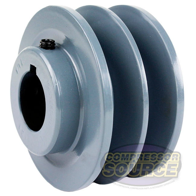 3.5" Double Groove Pulley fits B Section V-Belt 5L fits 1-1/8" Shaft 2BK34