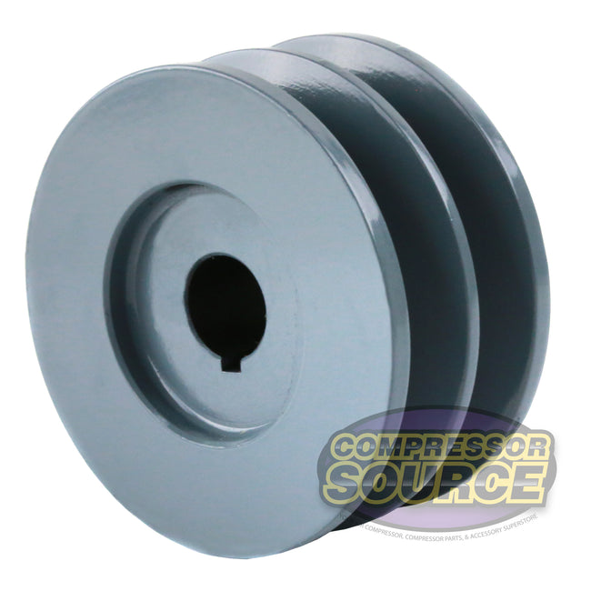 3.5" Double Groove Pulley fits B Section V-Belt 5L Shaft with 3/4" Sheave 2BK34