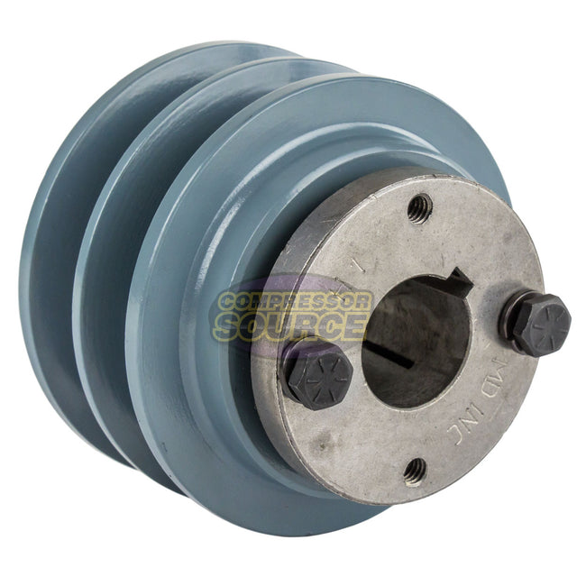 3.35" Double Groove Pulley fits B Section V-Belt 5L with 1" Sheave Bushing 2BK32H